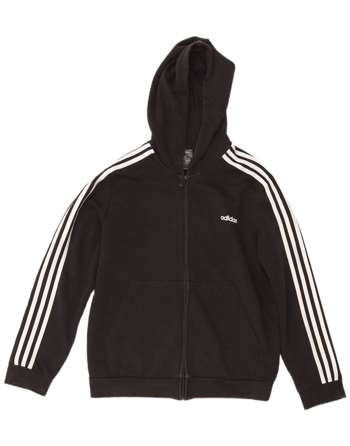 ADIDAS Pulover supradimensionat cu capota cu fermoar pentru femei UK 24/26 2XL bumbac negru