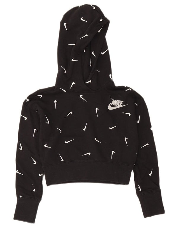 Pulover Nike pentru fete Crop Graphic Standard Fit 8-9 Ani Mic Negru