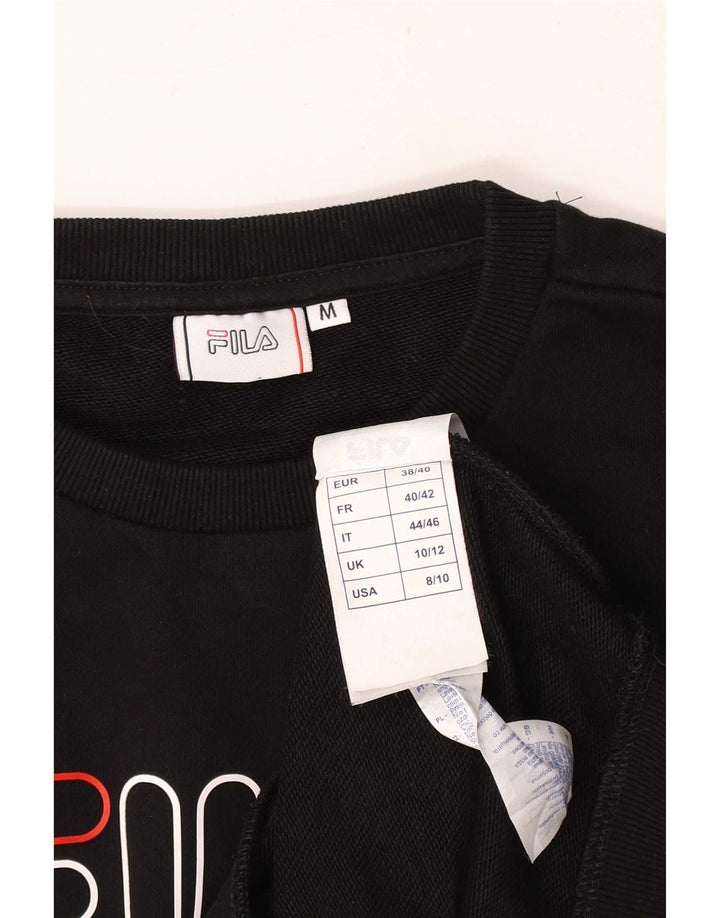Pulover cu grafic pentru femei Fila, UK 10/12, bumbac mediu negru