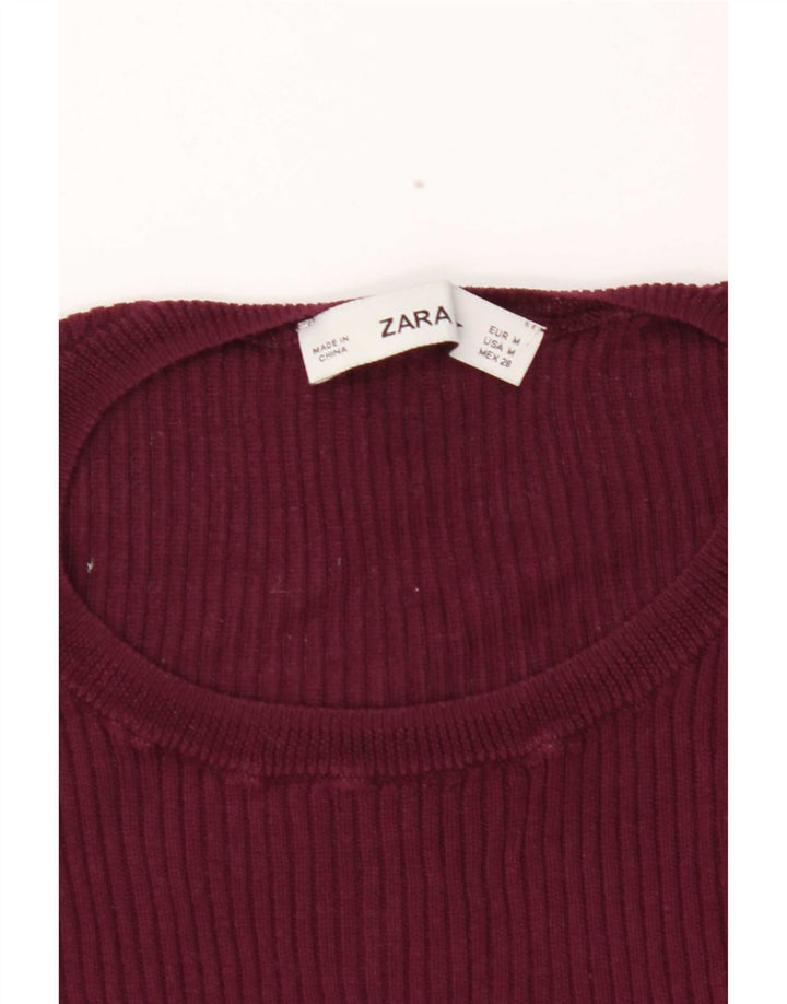 Tricou pentru femei Zara UK 12 Medium Burgundy