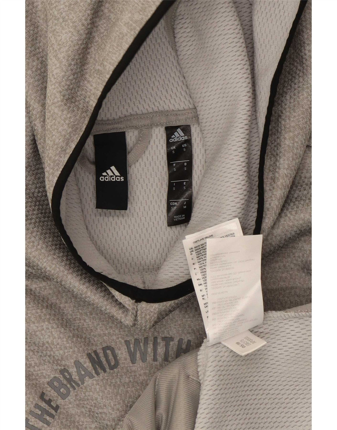 Pulover cu glugă cu grafică Adidas pentru bărbați, poliester mic, gri