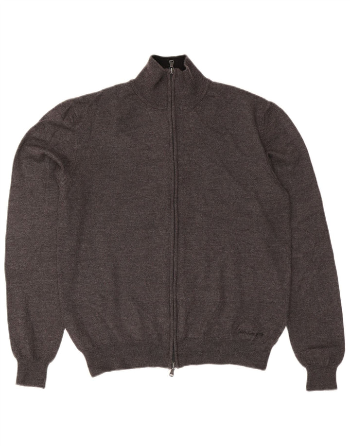 Pulover cardigan pentru bărbați Calvin Klein Jeans, lână, gri mediu