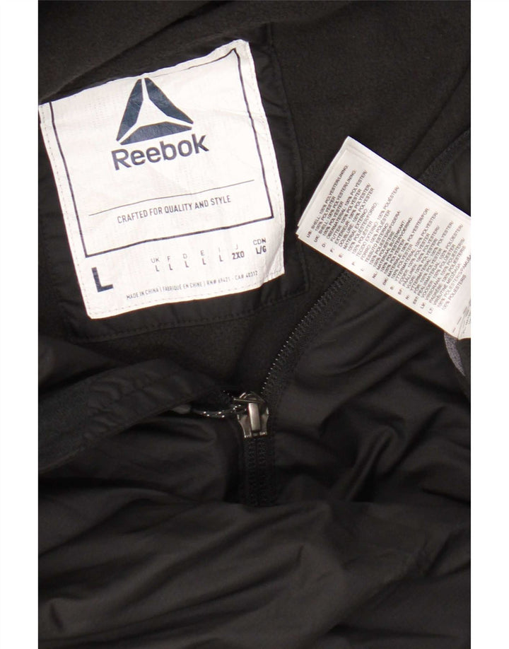 Jachetă de trening pentru bărbați Reebok cu glugă, mare, negru, poliester