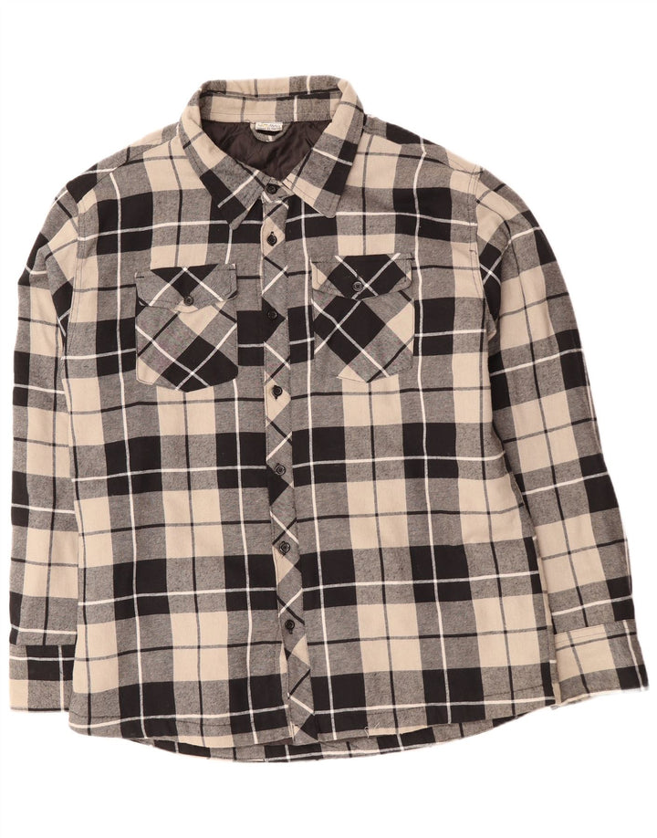 Cămașă de flanel pentru bărbați VINTAGE Lumberjack XL, bumbac negru cu carouri
