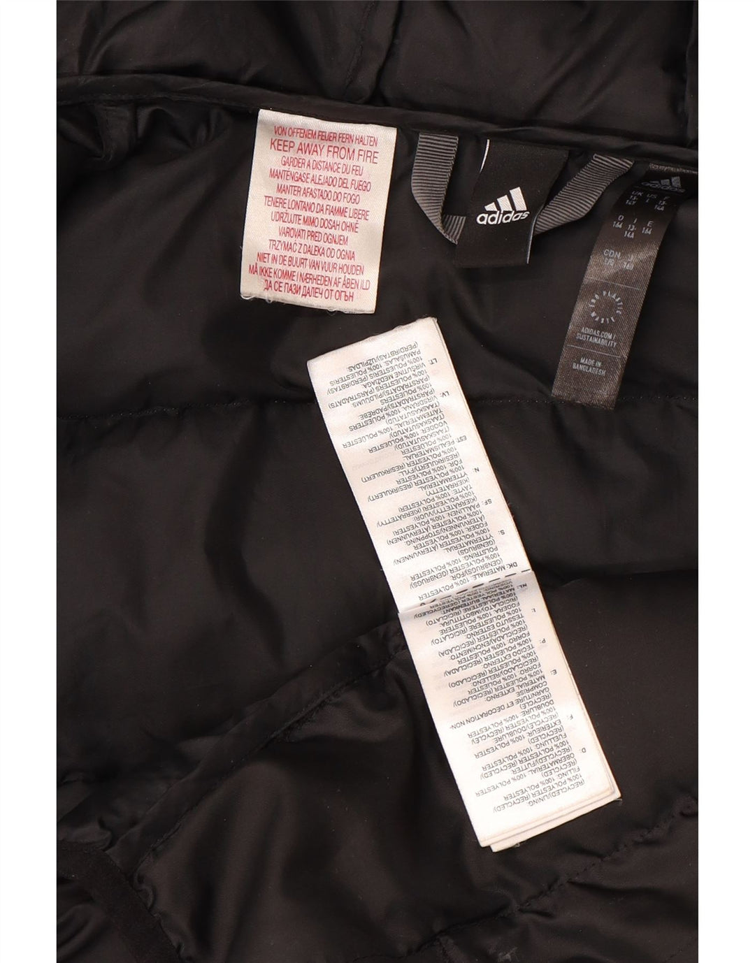 Jachetă căptușită cu glugă Adidas pentru băieți 13-14 ani, negru, poliester color bloc