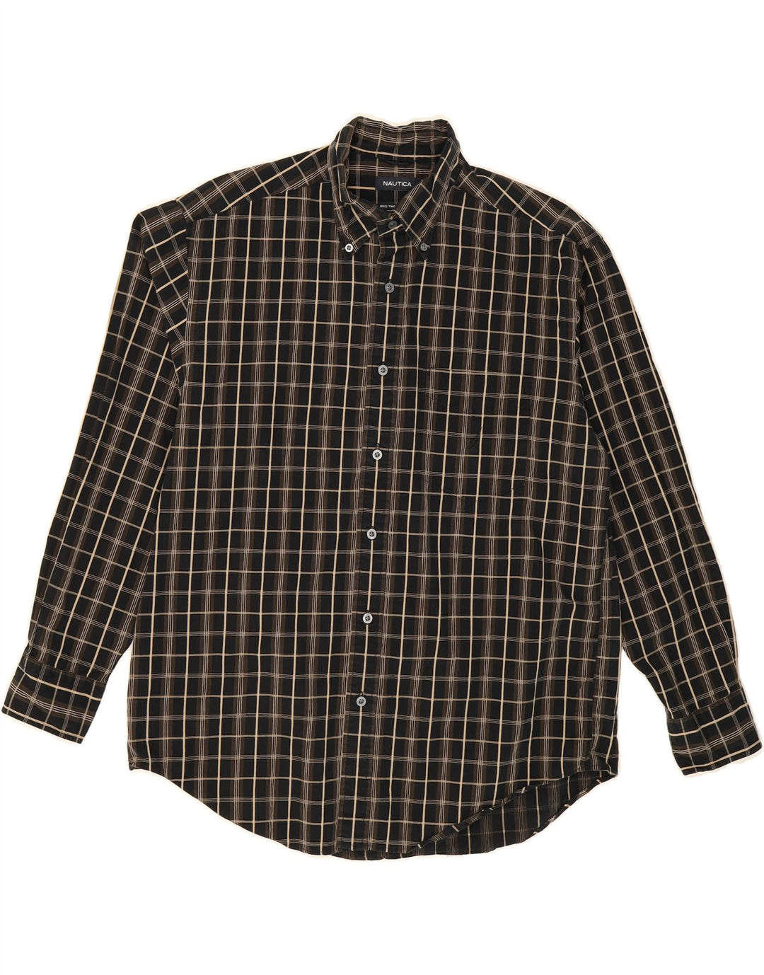 NAUTICA Mens Shirt Large Black Check Cotton Vintage Nautica and Second-Hand Nautica from Messina Hembry 