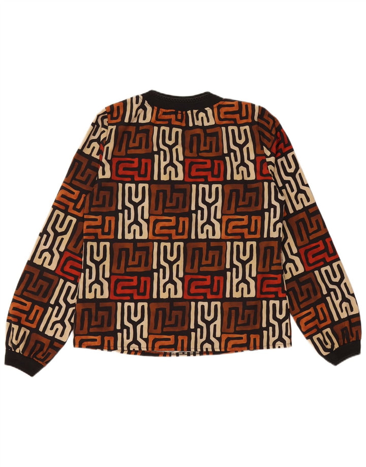 VINTAGE Top pentru femei cu mânecă lungă UK 12 Medium Brown Geometric