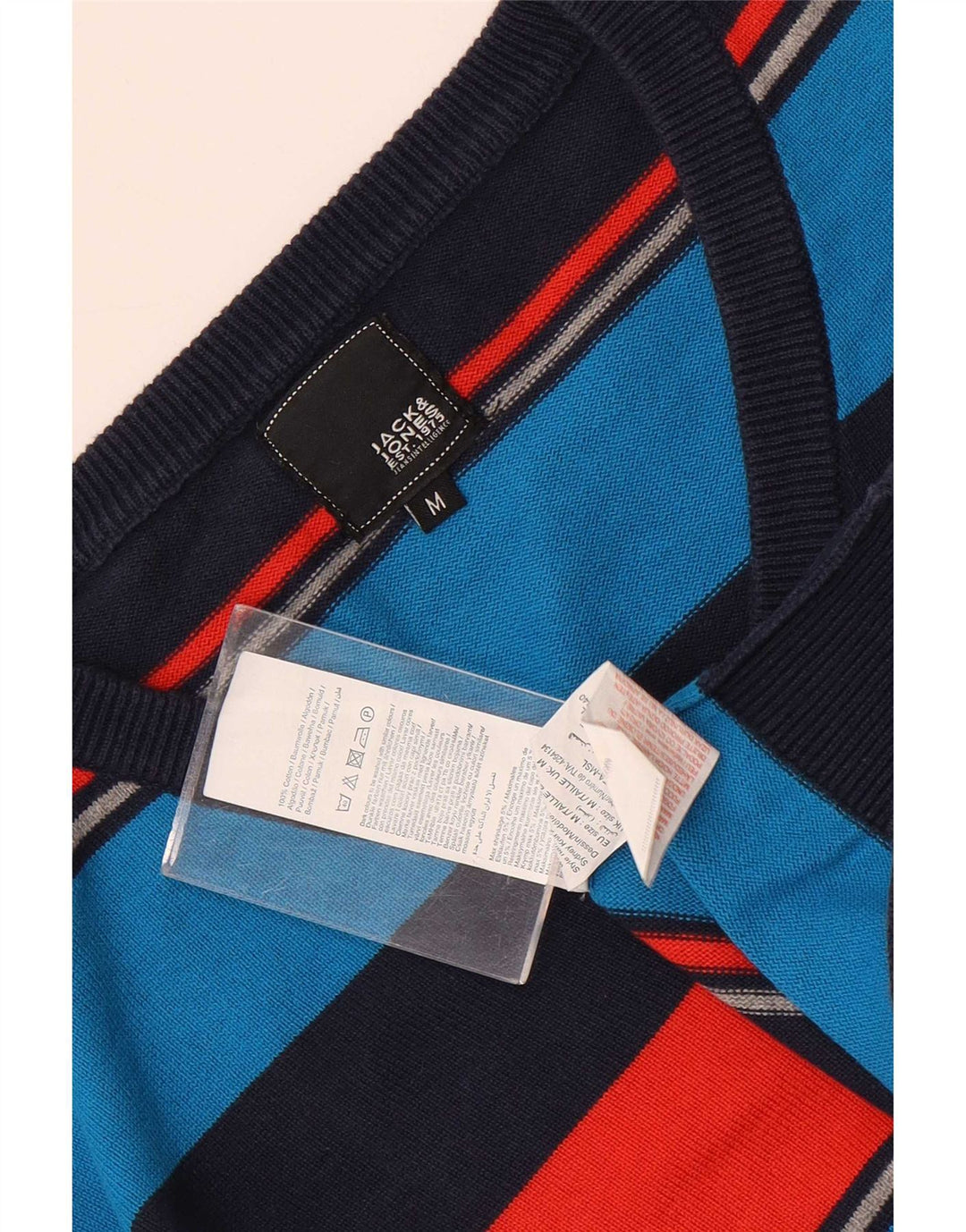 Pulover Jack & Jones pentru bărbați, cu decolteu în V, bumbac cu dungi medii, multicolore