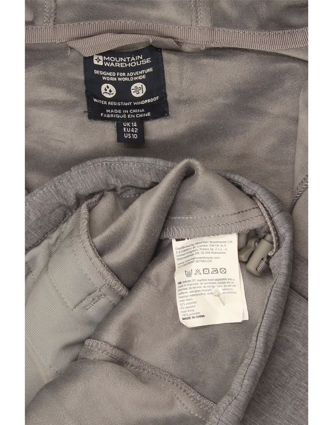 Jachetă Windbreaker cu glugă pentru femei Mountain Warehouse UK 14, mare, gri
