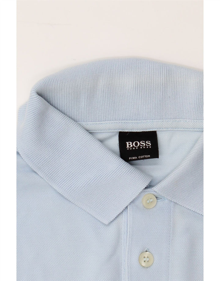 HUGO BOSS Mens Polo Shirt Medium Blue Cotton Vintage Hugo Boss and Second-Hand Hugo Boss from Messina Hembry 