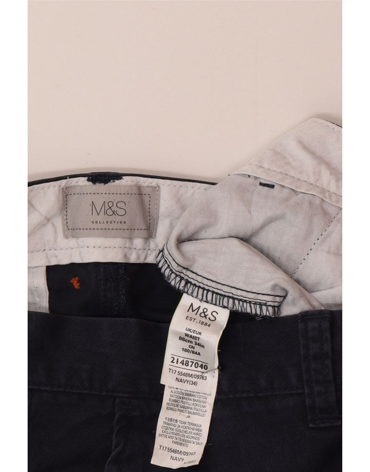 Pantaloni scurți chino pentru bărbați Marks & Spencer W34, mari, albastru, bumbac