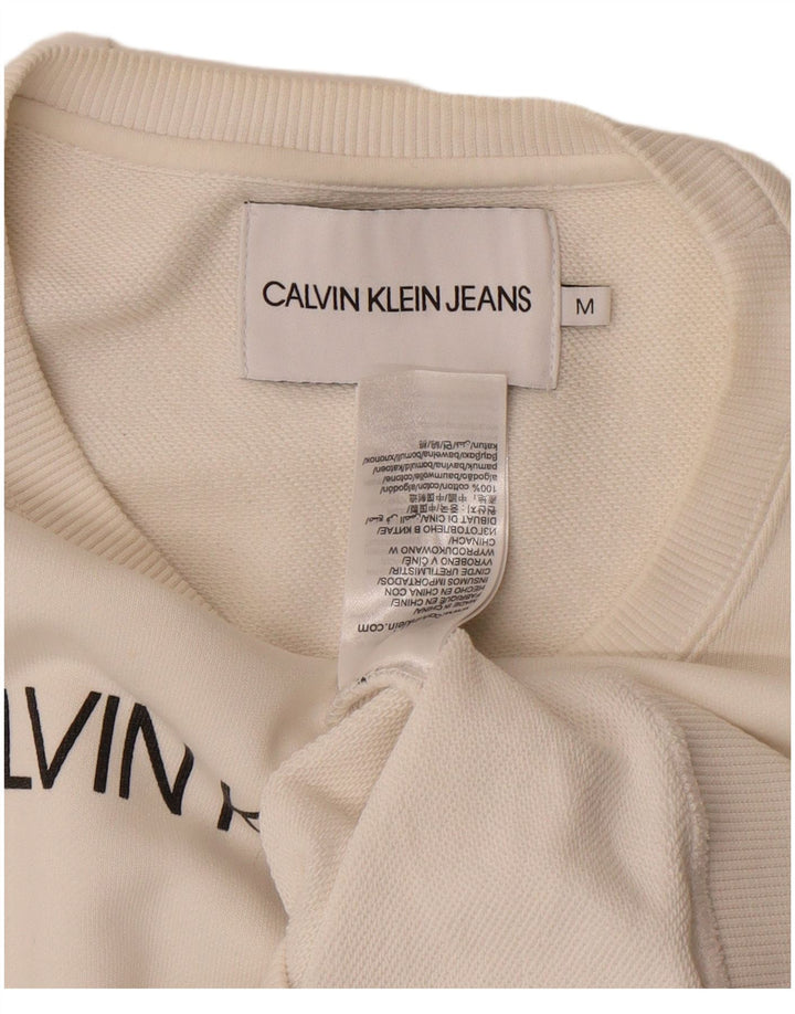 Calvin Klein Jeans Pulover cu grafic pentru femei UK 14 Medium White