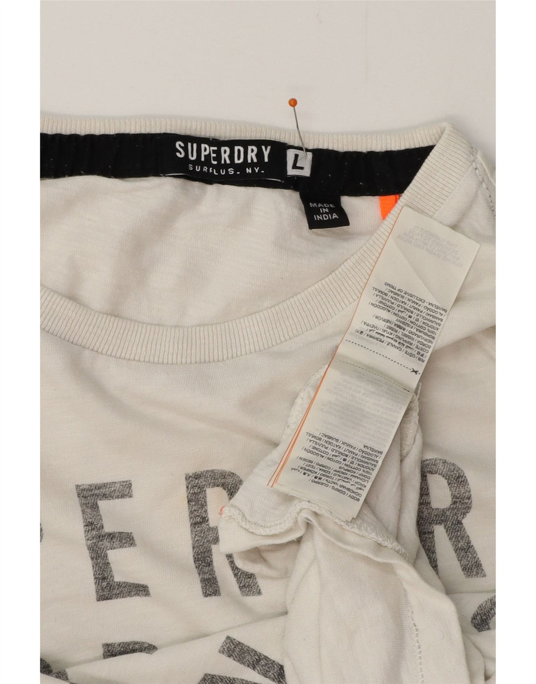 SUPERDRY Top grafic pentru bărbați cu mânecă lungă, mare, alb, bumbac