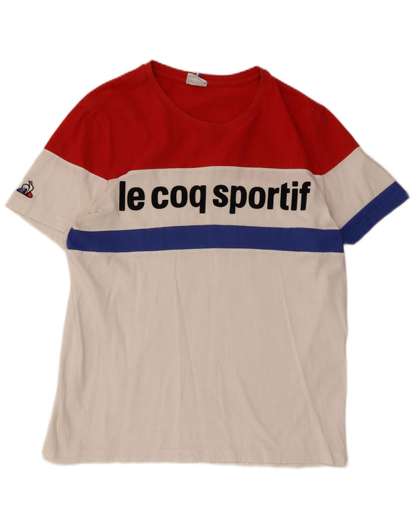 Tricou grafic pentru bărbați Le Coq Sportif Top mare, alb, bloc de culoare