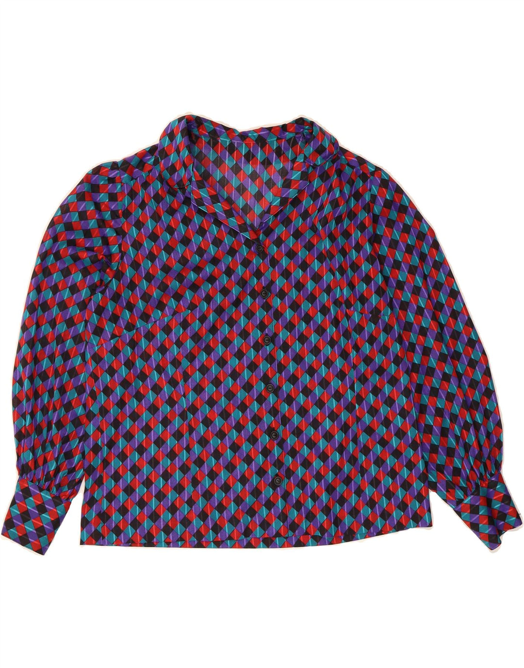 VINTAGE Womens Shirt Blouse UK 16 Large Purple Check Vintage Vintage and Second-Hand Vintage from Messina Hembry 