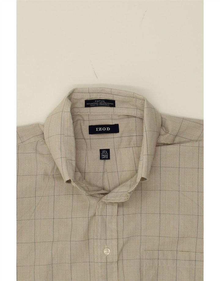 IZOD Mens Poplin Shirt Size 16 1/2 Large Grey Check Cotton Vintage Izod and Second-Hand Izod from Messina Hembry 