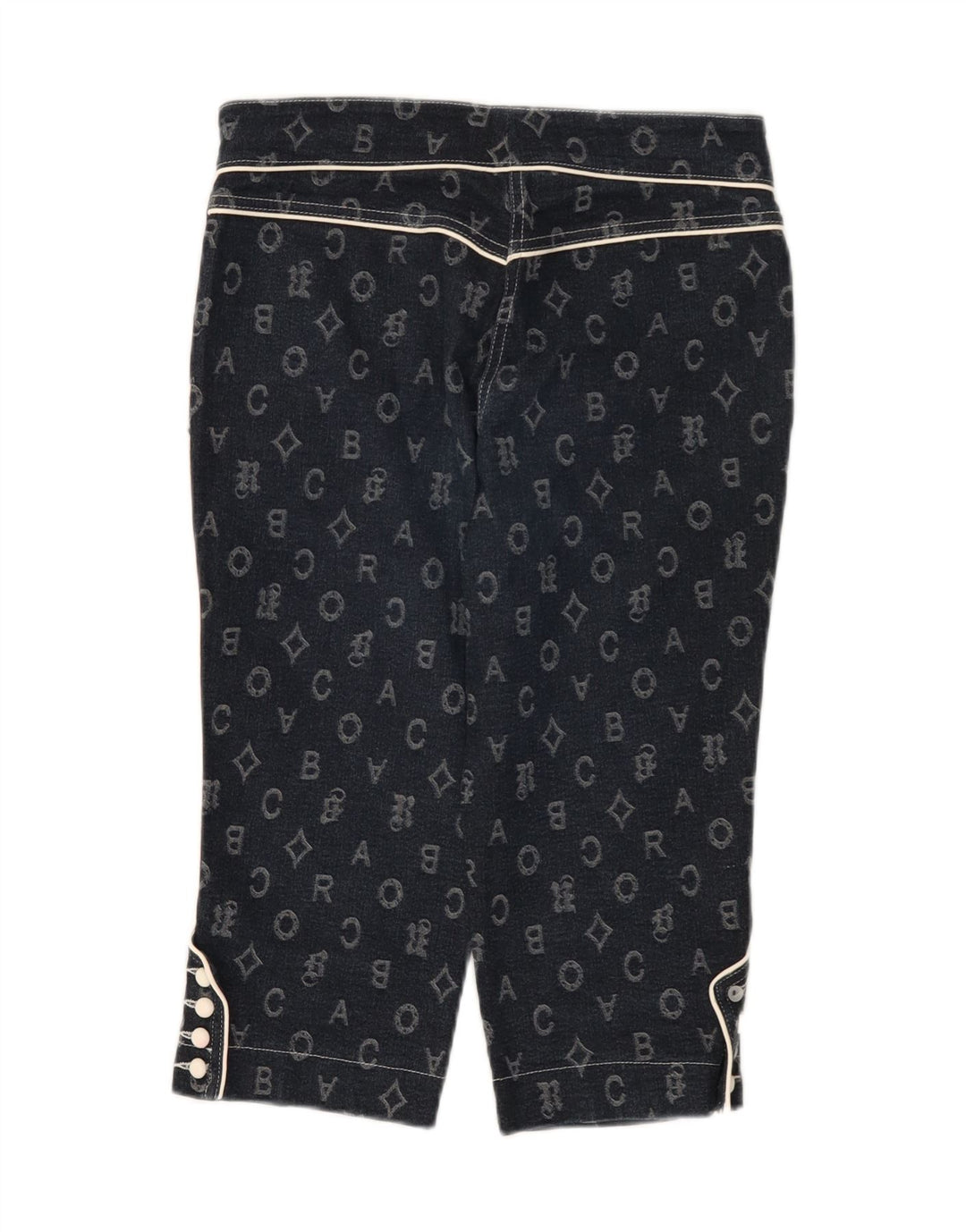 Pantaloni Capri Roccobarocco pentru femei IT 42 Medium W28 L17 Bleumarin Geometric