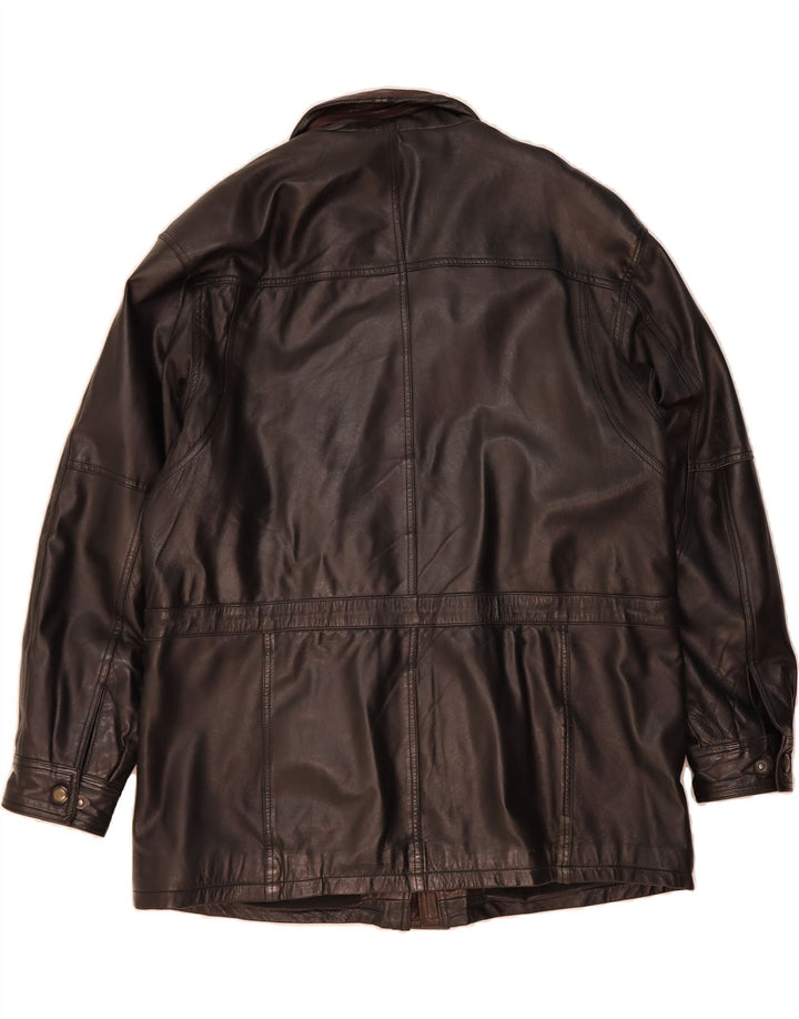 WOODLAND Mens Leather Jacket UK 44 2XL Black Leather Vintage Woodland and Second-Hand Woodland from Messina Hembry 