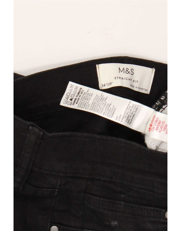 Blugi drepti pentru bărbați Marks & Spencer W34 L29 bumbac negru