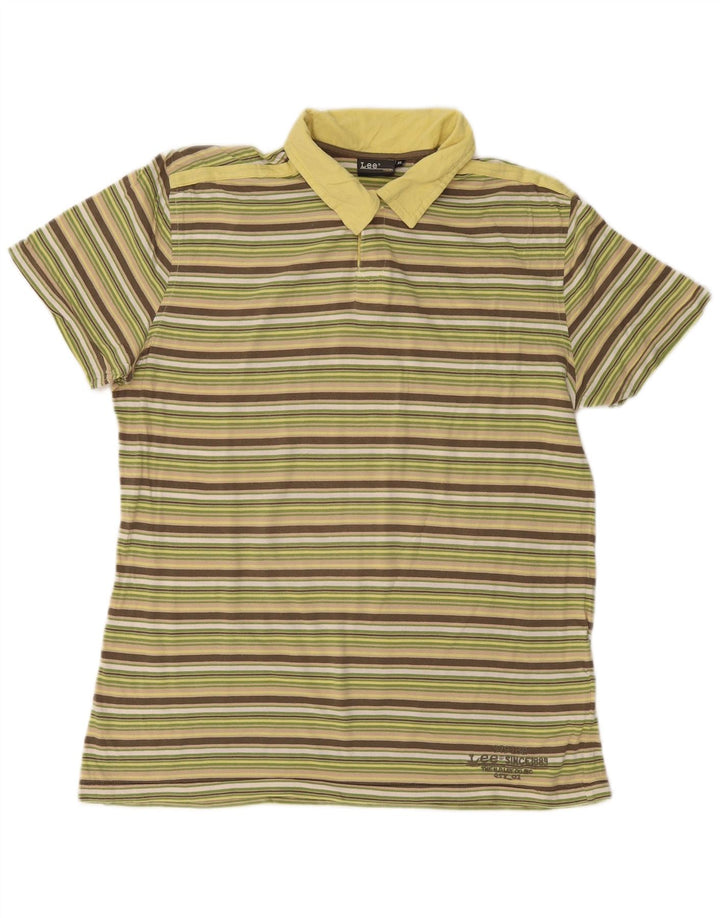 Tricou polo LEE pentru femei UK 18 XL, bumbac cu dungi multicolore