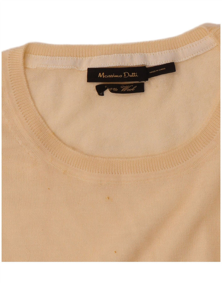Pulover Massimo Dutti pentru damă cu gât crew pulover UK 12 Medium Beige Lână