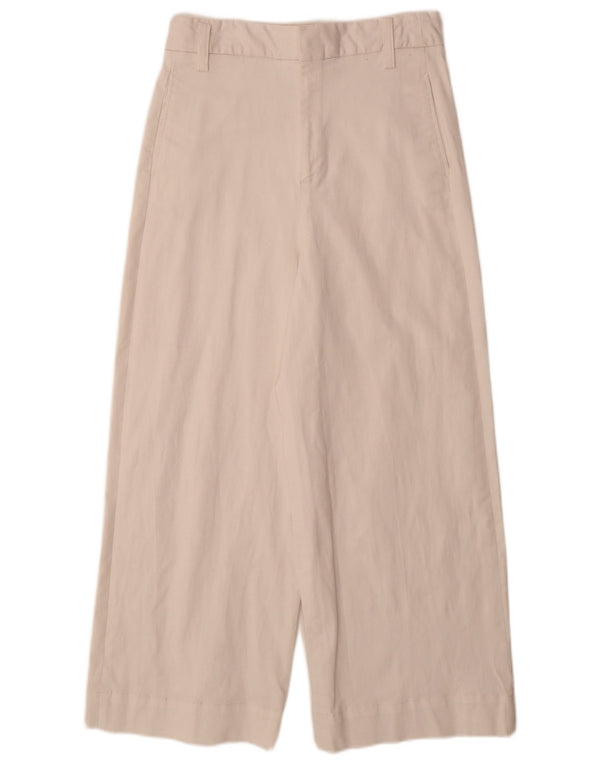 Pantaloni casual pentru femei cu talie înaltă Zara, cu picioare late, mediu L28 L26 Bumbac alb