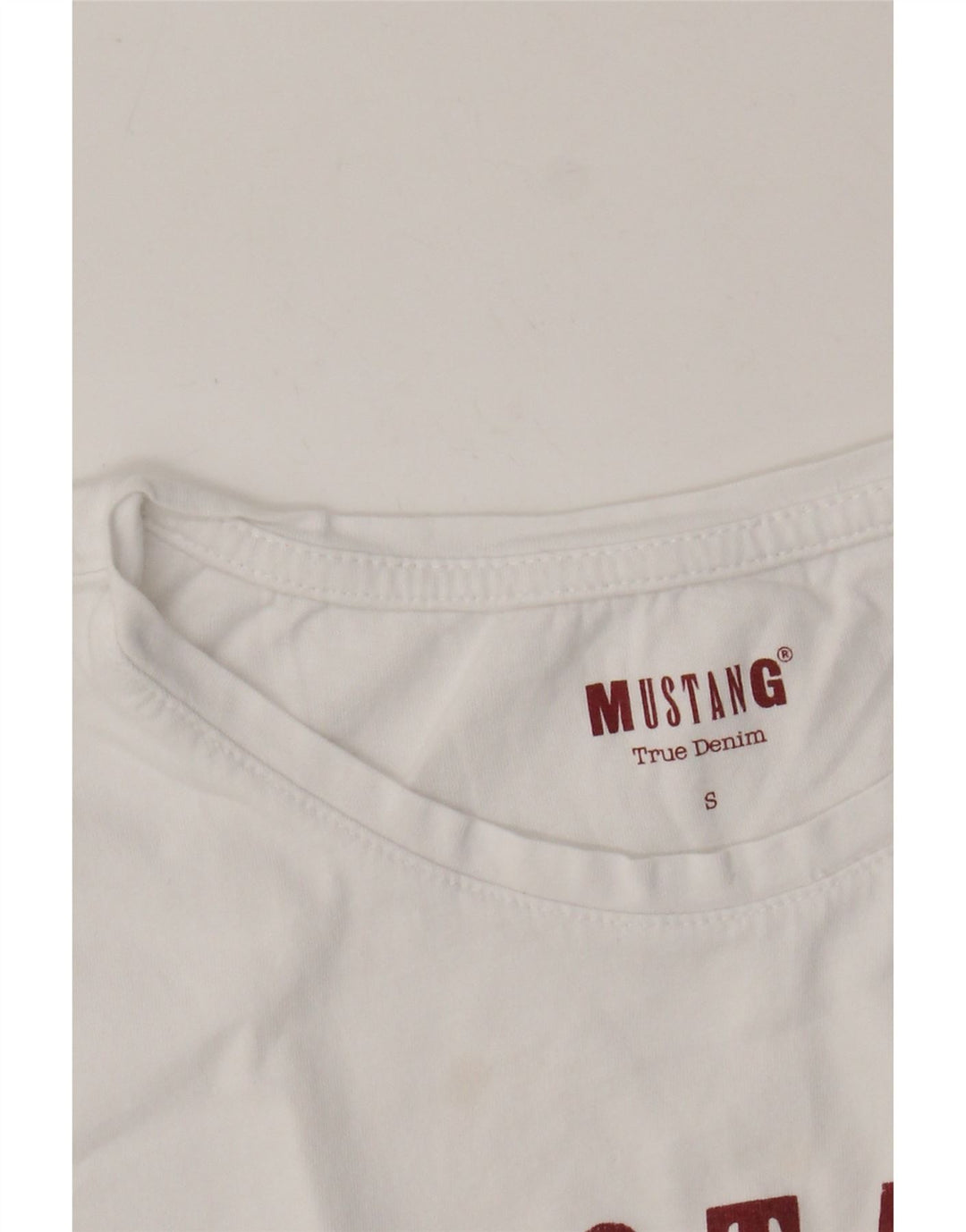 MUSTANG Tricou cu grafic crop pentru femei Top UK 10 Small White