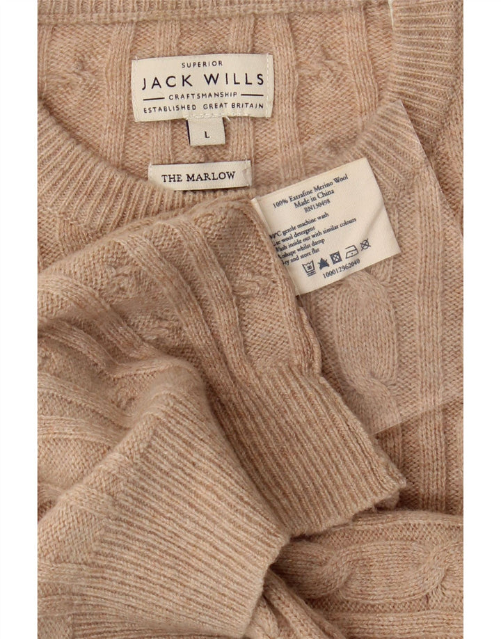 JACK WILLS Pulover pentru bărbați The Marlow Crew Deck Jumper Mare Bej