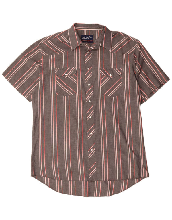 Cămașă cu mânecă scurtă pentru bărbați Wrangler Mărimea 17 XL cu dungi gri