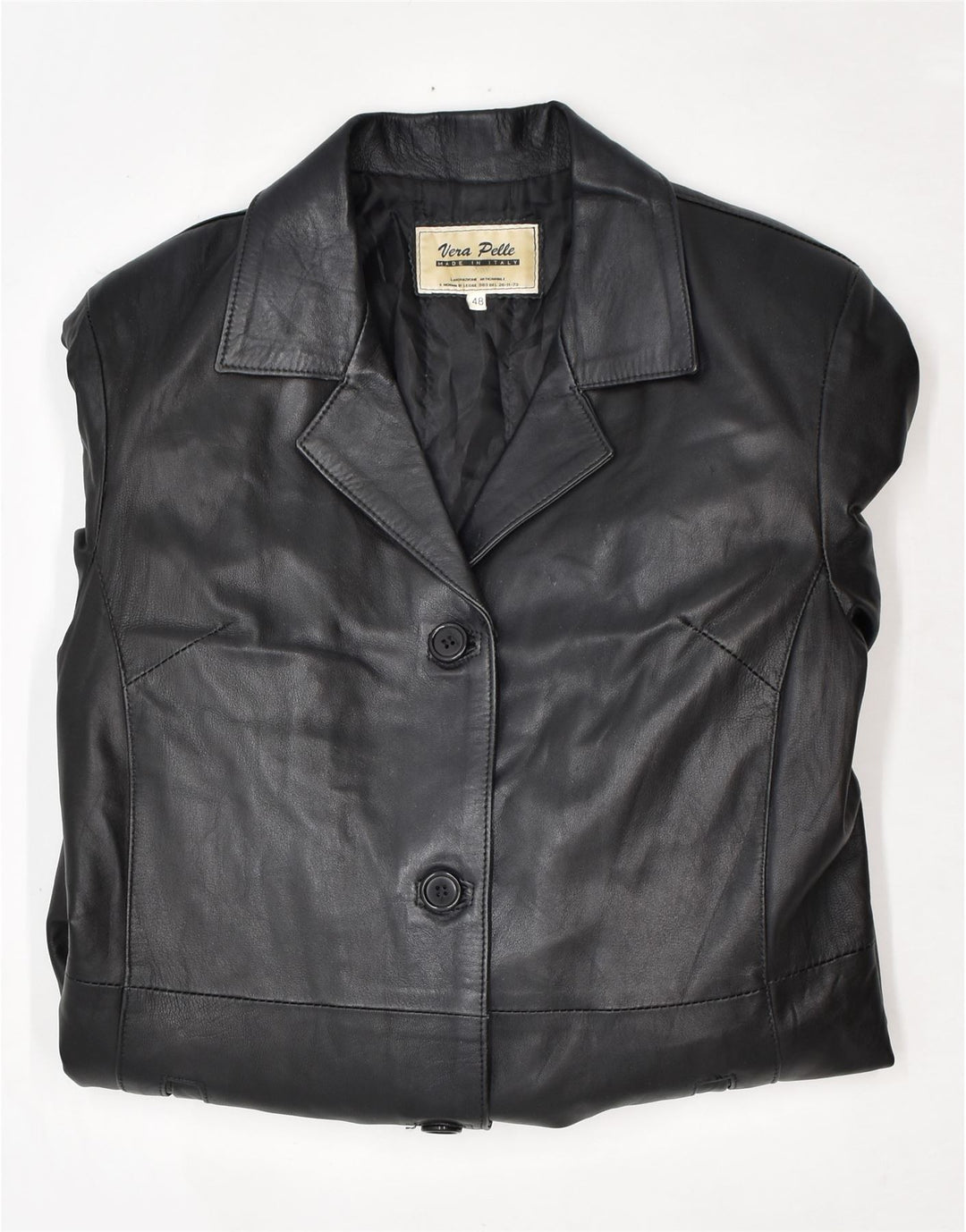 Palton din piele pentru femei VINTAGE IT 48 XL din piele neagră