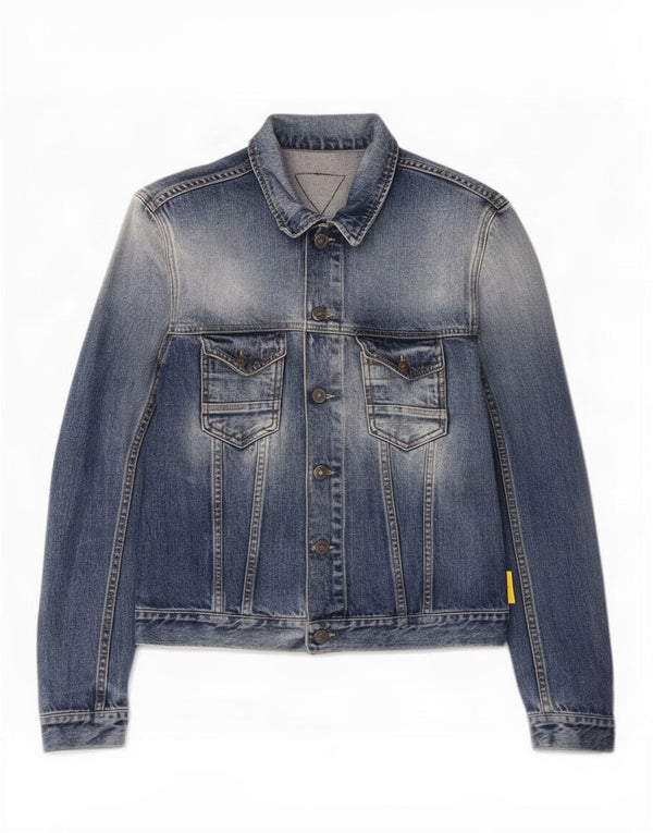 Jachetă de denim pentru femei Meltin' Pot Acid Wash UK 14, bumbac albastru mediu