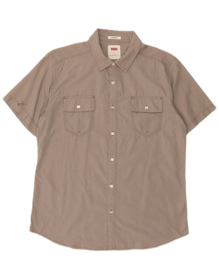 Cămașă pentru bărbați Levi's cu mânecă scurtă, cu ajustare standard, mare, gri, bumbac