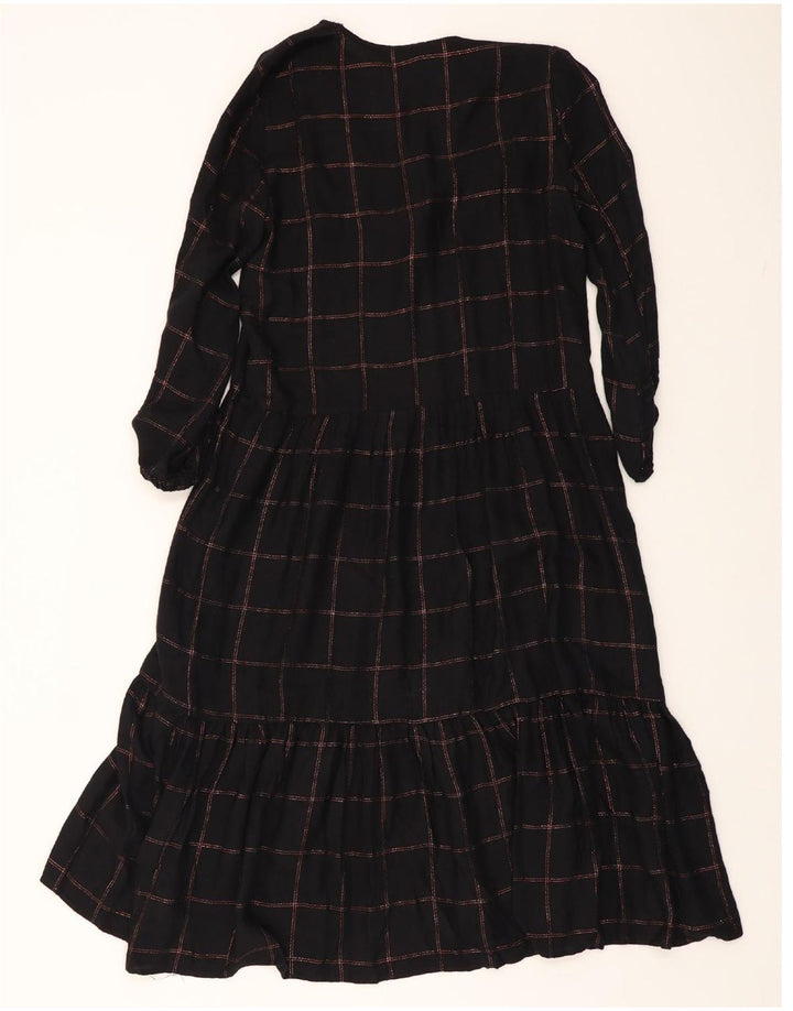 ZARA Womens Oversized 3/4 Sleeve Maxi Dress UK 10 Small Black Check Vintage Zara and Second-Hand Zara from Messina Hembry 