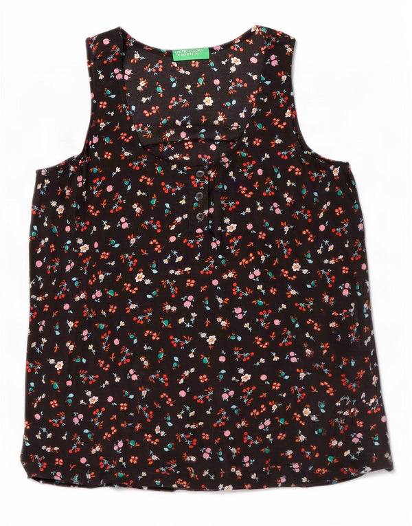 Bluză fără mâneci pentru femei Benetton UK 10 Small Black Floral Modal