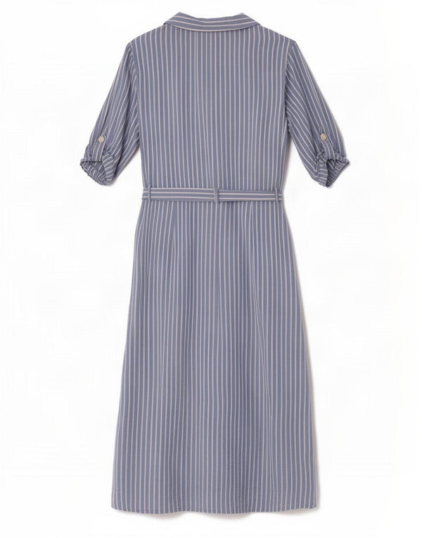 Rochie cămașă cu mâneci scurte pentru femei Zara UK 14 Mare, albastru, viscoză cu dungi
