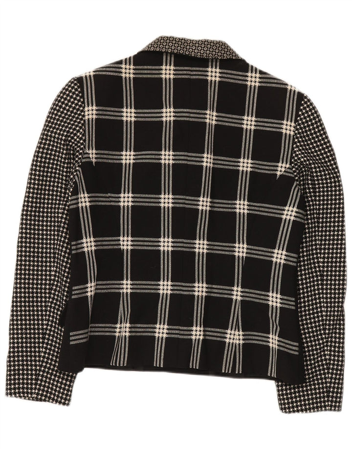 GENNY Jachetă Blazer pentru femei cu 6 nasturi UK 14 Medium Black Patchwork