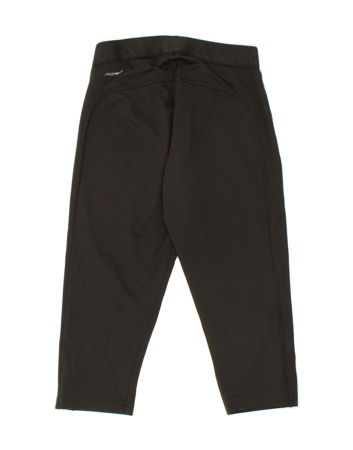 REEBOK Womens Capri Leggings UK 8/10 Small  Black Polyester Vintage Reebok and Second-Hand Reebok from Messina Hembry 