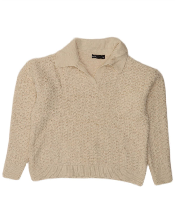 Pulover cu gât polo supradimensionat pentru femei Marks & Spencer UK 10 Mic Alb