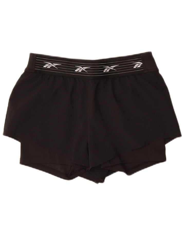 Pantaloni scurti sport grafic Reebok pentru femei UK 12/14 Poliester mediu negru
