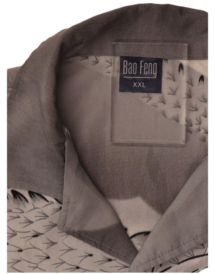 Cămașă cu mânecă scurtă pentru bărbați VINTAGE, 2XL, mătase gri