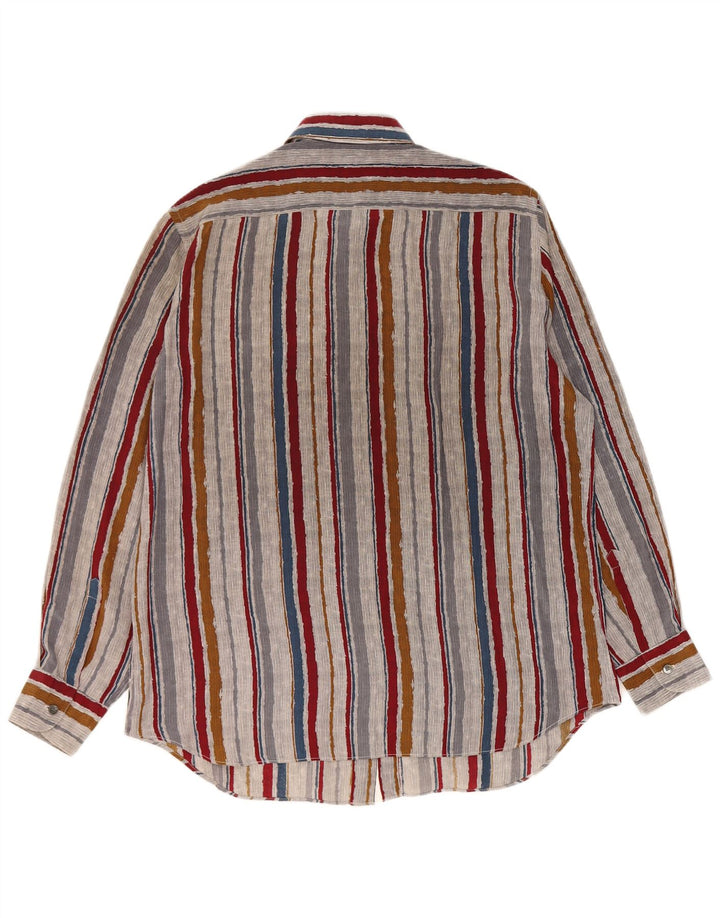 Cămașă Vintage pentru bărbați Mărimea 42 Mătase mare cu dungi multicolore