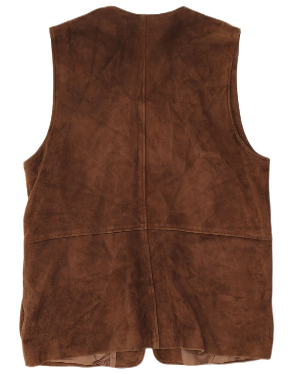 Gilet din piele intoarsa pentru barbati vintage IT 42 XL din piele maro