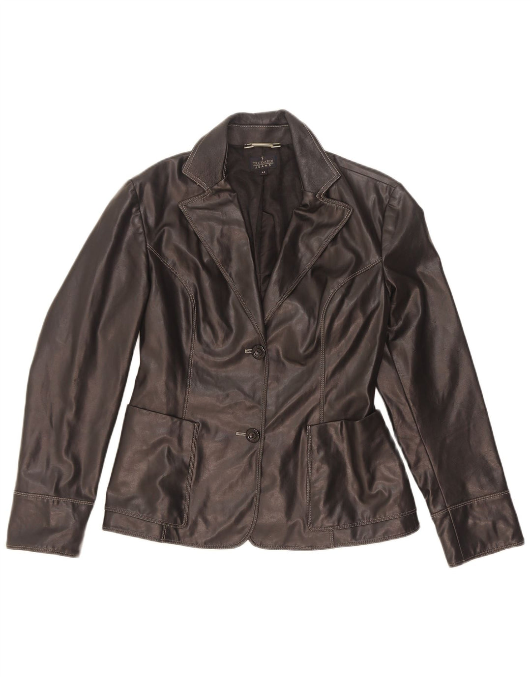 Jachetă Blazer din piele cu 2 nasturi Trussardi Jeans pentru femei UK 44 Medium Black