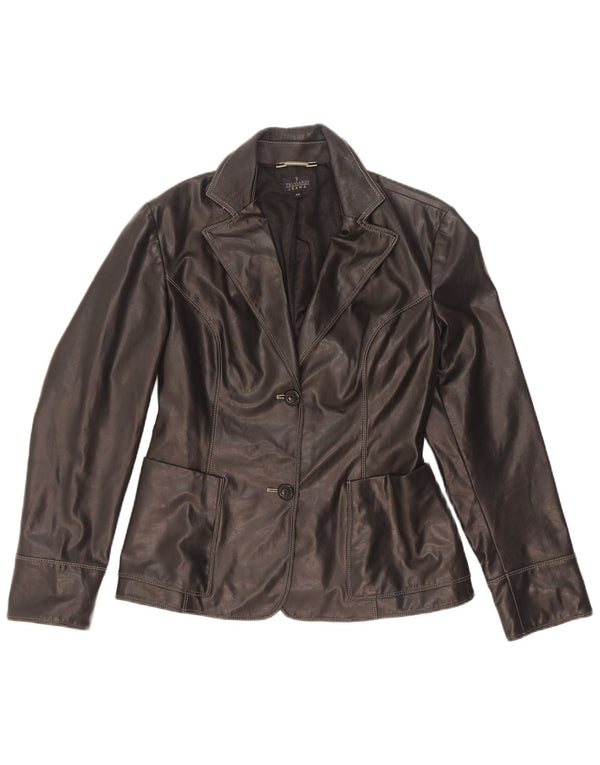 Jachetă Blazer din piele cu 2 nasturi Trussardi Jeans pentru femei UK 44 Medium Black