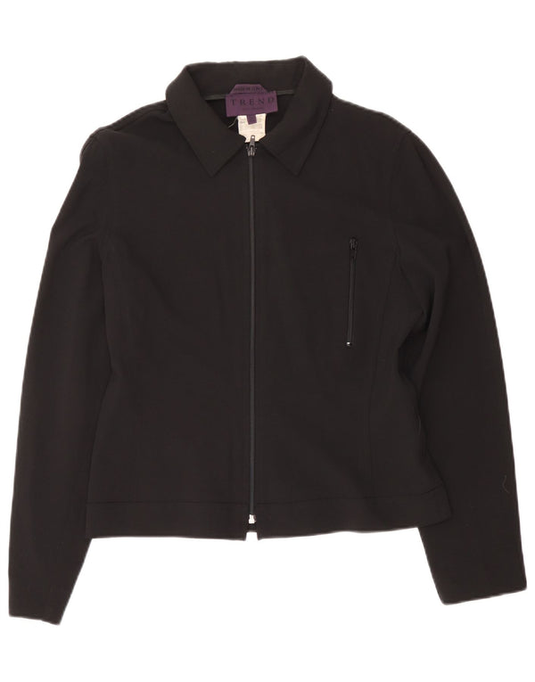 Trend Womens Bomber Jacket IT 44 Medium Navy Blue Viscose