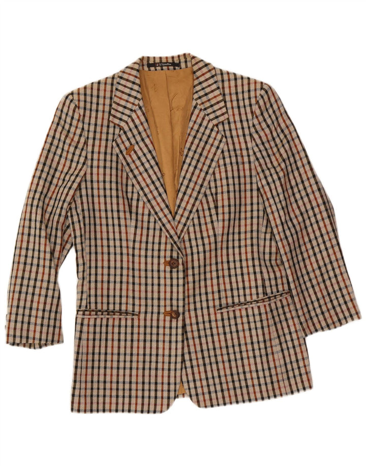 Jachetă blazer pentru femei DAKS cu 2 nasturi UK 14 Medium Beige Check