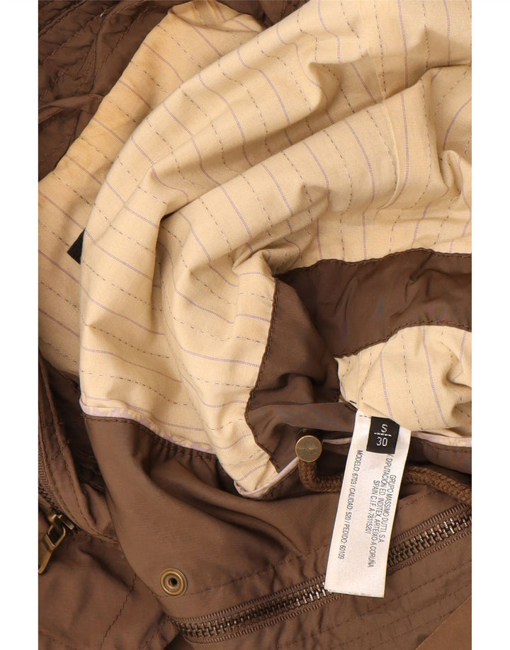 MASSIMO DUTTI Jachetă cu glugă pentru femei UK 10 Poliester maro mic