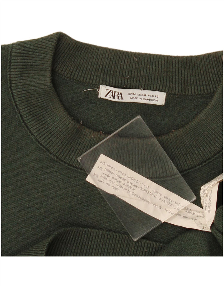 Pulover pentru bărbați Zara, cu decolteu, viscoză, verde mediu