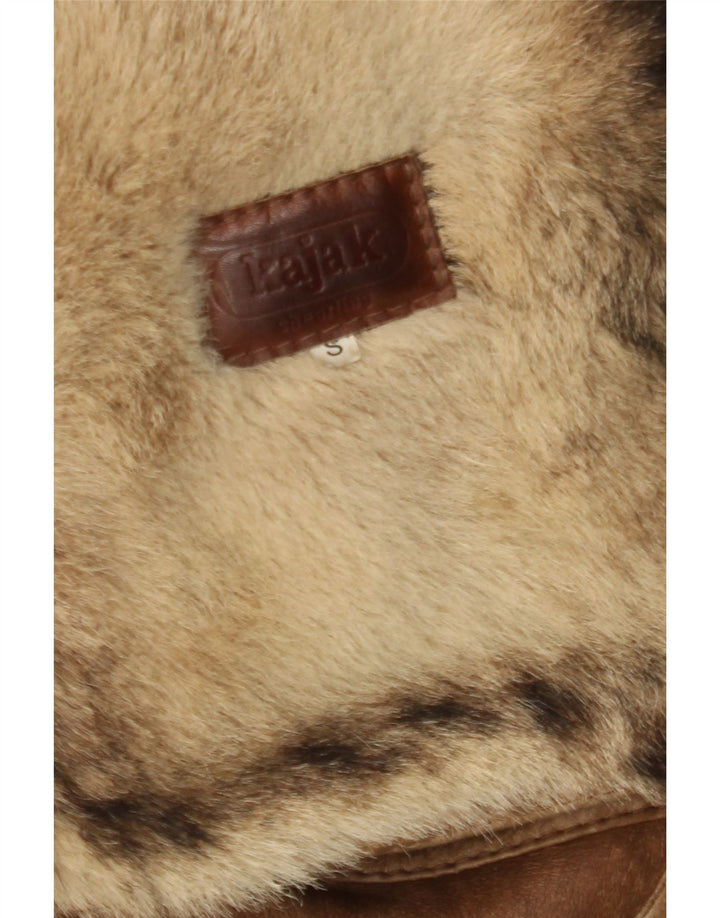 Jachetă din shearling pentru bărbați VINTAGE UK 36 Small Brown Shearling