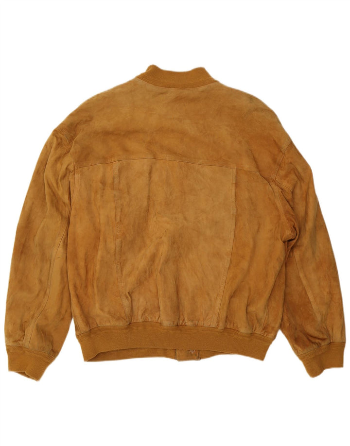 Jachetă Bomber Vintage pentru bărbați din piele intoarsa IT 54 2XL din piele maro